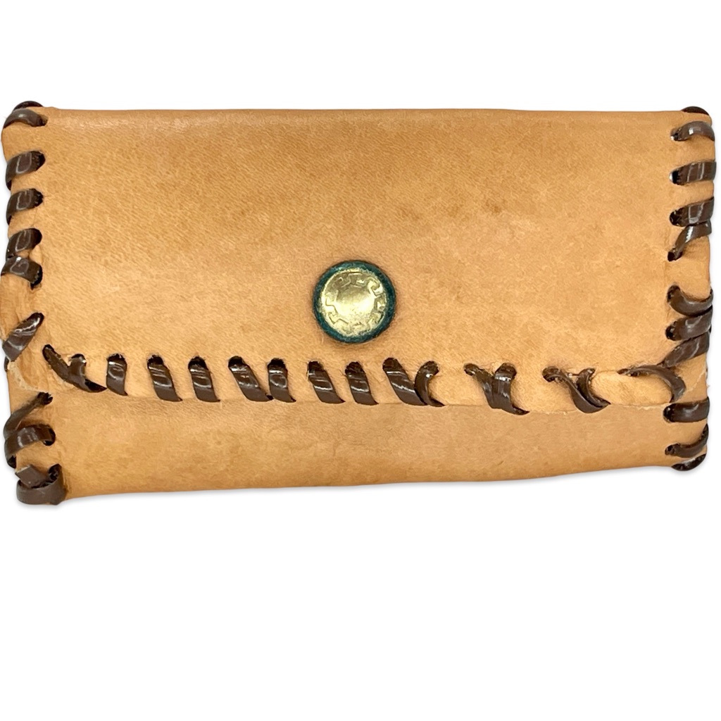 Vintage Handmade 4 Ring Whipstitch Leather Key Case